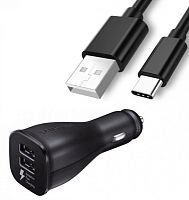 зу в прикуриватель на 2 гнезда usb + кабель av-347 (2000ma,5v)/250  фото